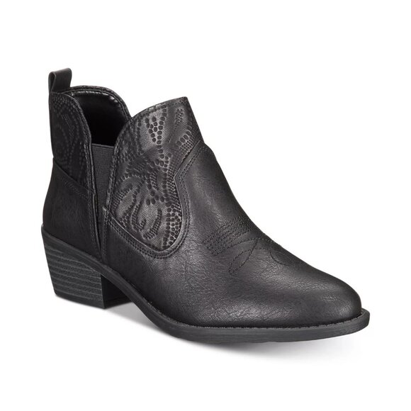 Women's Easy Street Legend Black Ankle Boot Embossed Western Style Sz 8 - Picture 1 of 11
